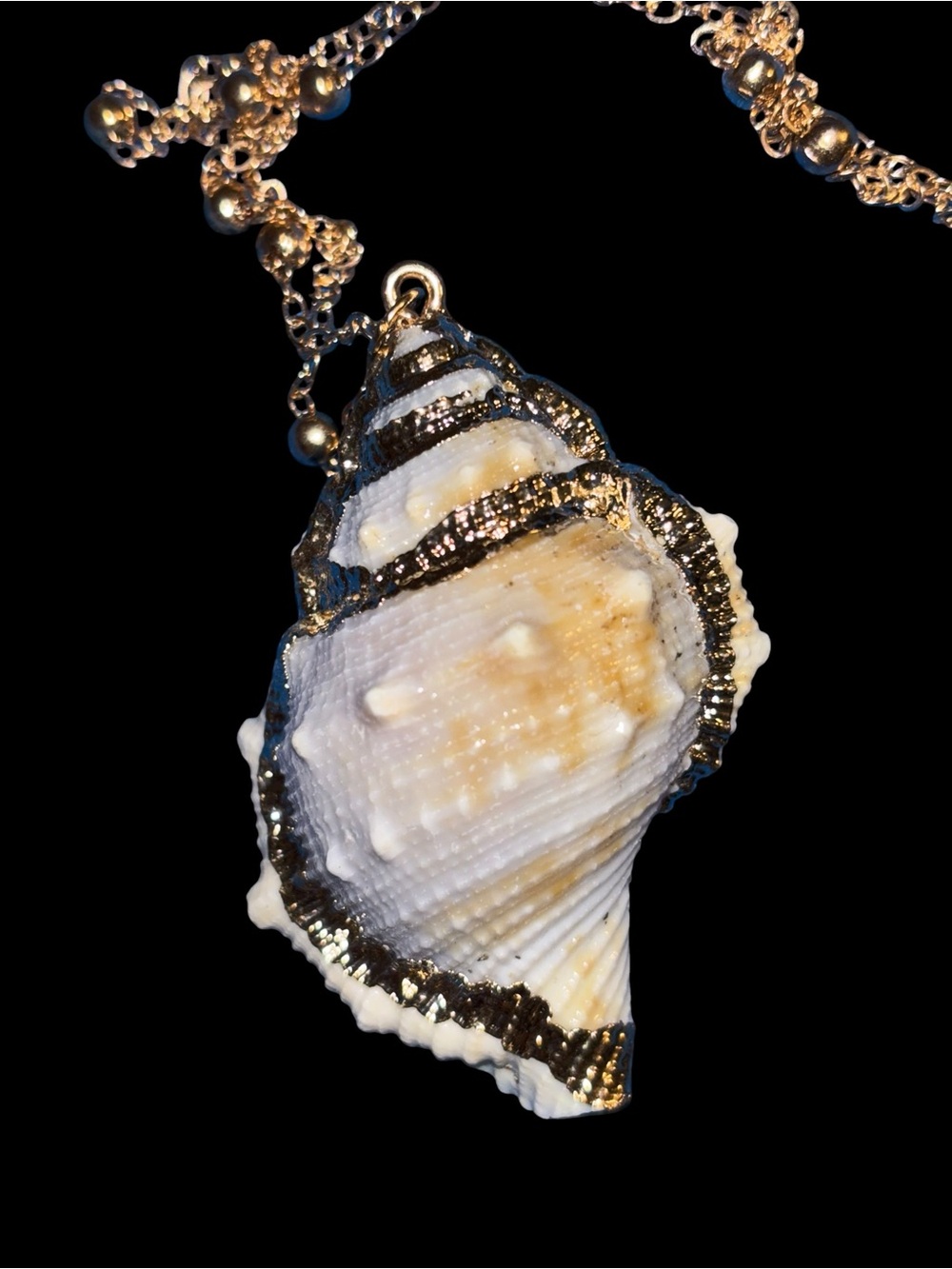 Gold-Trim Shell Pendant Necklace - Women Jewelry